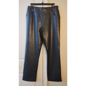 Belle Kim Gravel Faux Leather Front / Ponte Back Pants Women size 12 Black